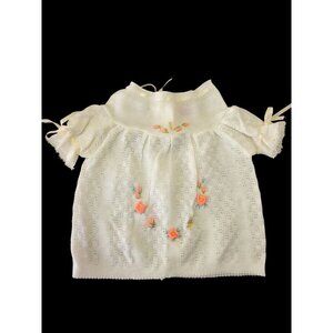 Love Spun by Celebrity 60/70s Baby Dress Newborn L Embroidery White Knit Acrylic